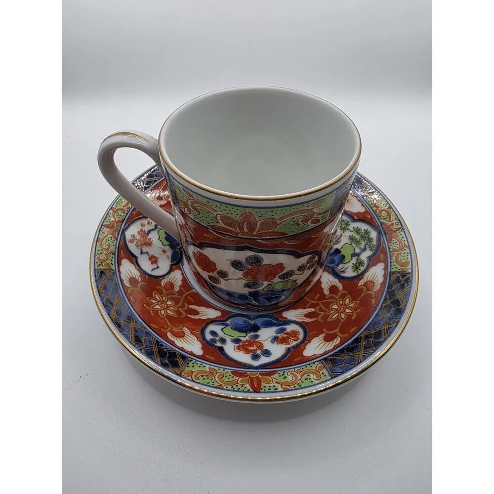 Takashimaya Made in Japan Porcelain Floral Painted Cup & Saucer Set 8 oz